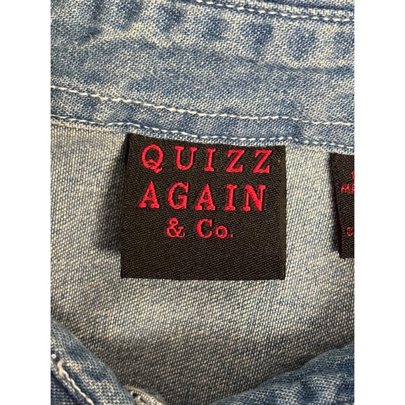 Vintage Quizz Again & Co. Denim Button-Up Shirt With Embroidered Plaid Scottie D - Picture 6 of 10